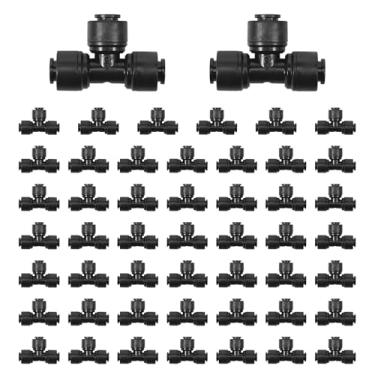 Imagem de KHZSPP Pacote com 50 conectores em T de irrigação por gotejamento de 1/10.2 cm, adaptador de purificador de água, mangueira de encaixe rígido para sistema de irrigação por gotejamento ou irrigação por