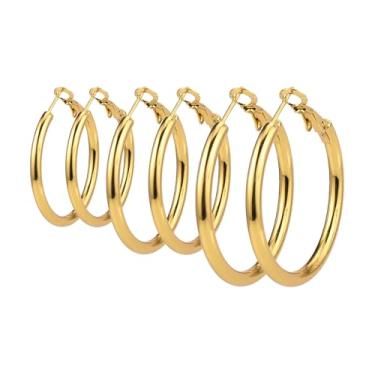Imagem de Conjunto de brincos de argola de ouro para mulheres, brincos de argola grande e grossos, hipoalergênicos, grandes, argolas de coração, flor, redondo, moderno, argolas, brincos, pilhas, joias Y2k