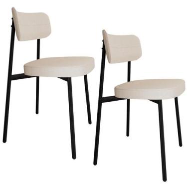 Imagem de Kit 02 Cadeiras Estofada Para Sala De Jantar Astrid Preto C01 Linho Pa