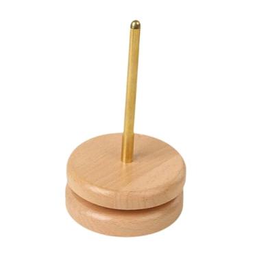 Imagem de Fancyes Suporte de fio de madeira, enrolador, suporte para enrolar fios, de armazenamento de madeira para presente, dispensador para uso doméstico, novelo de, Pequeno