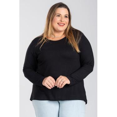Imagem de Blusa Manga Longa Mullet Feminina Plus Size em Malha de Viscose com El