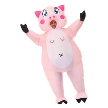Imagem de Fantasia de porco inflável AICHLO Pig Pink Fancy Dress para mulheres