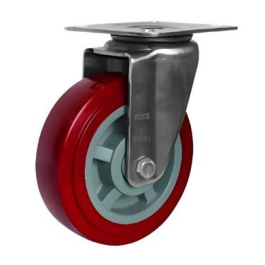 Imagem de Rodizio Giratório Vermelho 6 Pol Inox Placa Pu 400Kg -Colson