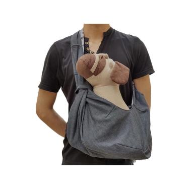 Imagem de Bolsa De Ombro Cinza Para Transportar Pet Passeio Cachorros