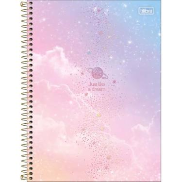 Imagem de Tilibra - Caderno Espiral Capa Dura Universitário Connect 1 Matéria Magic 80 Folhas - Nuvens Azul, Rosa E Laranja