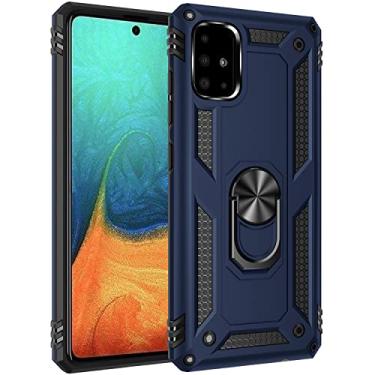 Imagem de Capa de impacto de queda de grau militar para Samsung Galaxy A71, anel giratório de metal 360, suporte magnético para suporte de carro, armadura resistente à prova de choque, capa para Galaxy A71., Azul