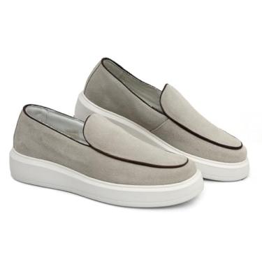 Imagem de Tênis Slip Mocassim em Couro Nobre Masculino Sola Alta Estilo Premium Conforto