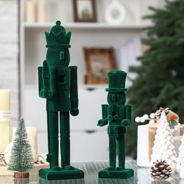 Imagem de Quzzil 2 peças de enfeites de quebra-nozes de Natal, bonecos de quebra-nozes neutro, 25 cm, enfeite de decoração de Natal de soldado, presente colecionável festivo para mesa, lareira, prateleira, mesa