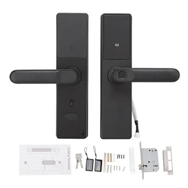 Imagem de Fechadura inteligente para porta, wi-fi, liga de zinco, preta, com senha de impressão digital, cartão-chave, desbloqueio por aplicativo para casa, escritório, hotel