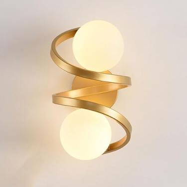 Imagem de Luminária de parede moderna minimalista preta/dourada, design de interiores, luminária de parede criativa, material de ferro resistente à ferrugem, luminária de parede esférica, abajur de vi