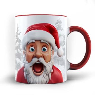 Imagem de Caneca xicara porcelana Noel assustado Feliz Natal 25 (Vermelha)