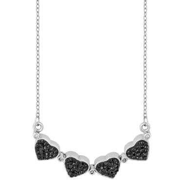 Imagem de Colar de Aço Trevo ou 4 Corações com Zircônias Pretas