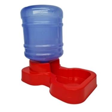 Imagem de Bebedouro Pet Automático Para Cães e Gatos Bombona Galão 10L Mantém Água Limpa Sistema Automático Base Estável Bebedouro Pet (Vermelho)