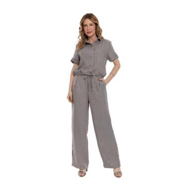 Imagem de Conjunto Feminino Casual Elegante em Duna Twill, Camisa e Calça Larga 