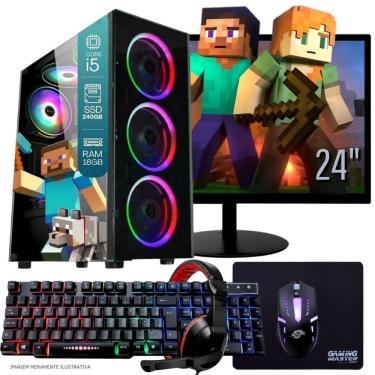Imagem de Computador PC Gamer Completo TOB Intel Core i5 SSD 240GB 16GB Teclado Mouse Mouse Pad e Headset Gamer Monitor 23” Windows 10 Pro Trial