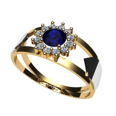 Imagem de Anel de formatura Adm com ênfase em Comércio Exterior   ouro 18k com safira  e diamantes