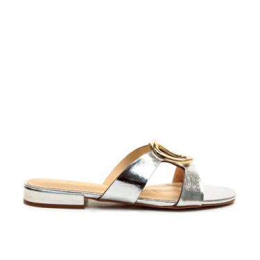 Imagem de Rasteira Couro Prata Cecconello 2498004-16, Prata, 36