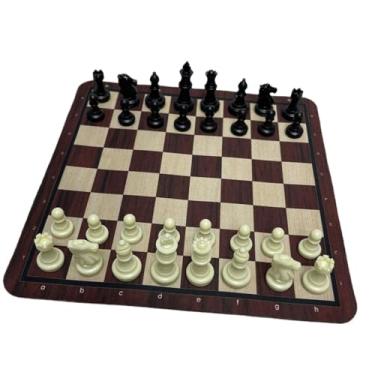 Imagem de JunZheHub Jogo de Brinquedo Educativo Multiuso, Portátil Premium para Crianças Antiderrapante Presente Jogo Tabuleiro Dobrável, Xadrez Preto E Branco