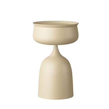 Imagem de Mesa de chá lateral redonda mesa de cabeceira com topo removível e cesta de armazenamento oculta, cabeceira, final, café moderno, mesas pequenas para sala de estar, quarto, escritório, varanda, mesa