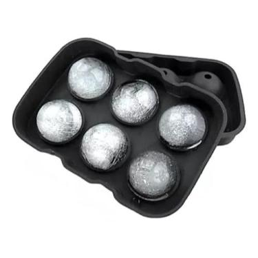 Imagem de Forma De Gelo Silicone 6 cubo ou 6 bola Grande Drinks Preto(BOLA)