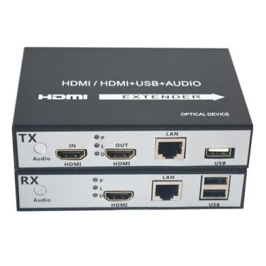 Imagem de Extensor HDMI Over Ethernet CAT5e/CAT6/CAT7 1080P até 492 FT Full HD Loop Out Transmissor e Receptor Um Conjunto (com KVM)