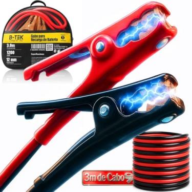Imagem de Cabo de Chupeta 1200A 3 Metros 12mm com Bolsa Reforçada para Carros, Caminhonetes, SUVs e Motos – Alta Potência e Confiabilidade em Emergências Automotivas