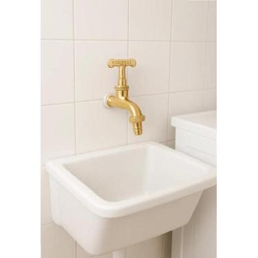 Imagem de Torneira Longa Alta Pressão Inox Jardim 1/2 Bico 3/4 Tanque - GOLDFIEL