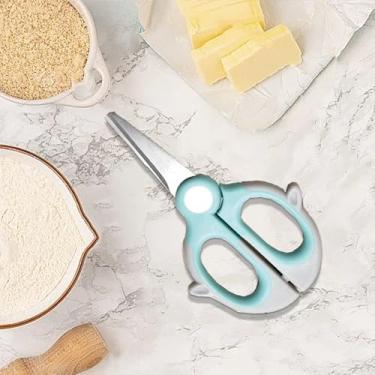 Imagem de Tesoura de cozinha portátil tesoura de talheres de aço inoxidável durável com bainha protetora, lavável na lava-louças, utensílios de cozinha