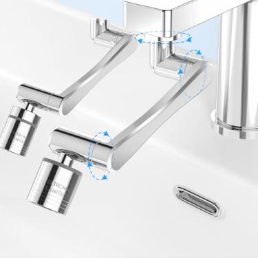 Imagem de 2 PC ST.THOMAS 1080°Swivel Faucet Extender,360° Swivel Robotic Arm Faucet Aerator,2 Sprayer Mode Kitchen Faucet Attachment Tap Head Replacement For Bathroom/Kitchen/Face/Hair