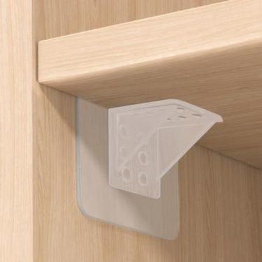 Imagem de 5 peças adesivos de suporte de prateleira, suporte de divisória de armário, clipes de suporte de parede, adesivo para cozinha, banheiro