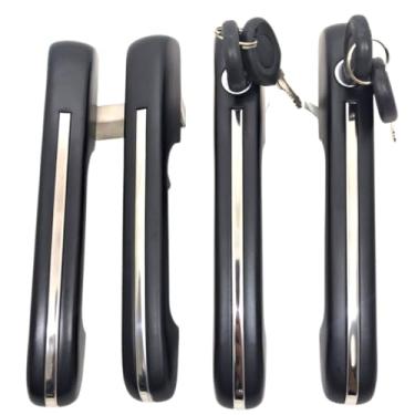 Imagem de Kit 4 Maçanetas Externas com Friso Cromado, Dianteiras e Traseiras, Compatível com Santana e Quantum 1990-1998, Preto