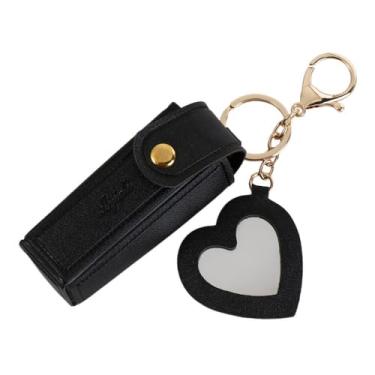 Imagem de Bolsa de brilho labial PU bolsa para viagem, suporte de batom, maquiagem portátil, bolsas de batom de viagem (preto)