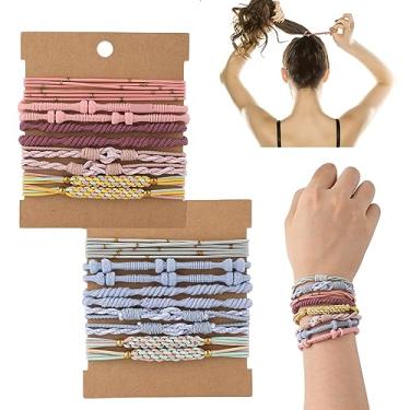 Imagem de 20 peças de laços de cabelo boho para mulheres, laços de cabelo elásticos boho para 5 estilos de gravatas de cabelo fofas pulseiras para cabelo grosso e fino rabo de cavalo acessórios de cabelo