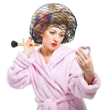 Imagem de 4 peças rede de cabelo triângulo de crochê para dormir preto touca de dormir redes de cabelo para casa suprimentos de cabeleireiro, 89 x 89 x 143 cm