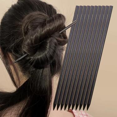 Imagem de 10 peças de palitos de cabelo de madeira estilo chinês retrô grampo de cabelo simples feminino estilo joias acessórios para cabeça