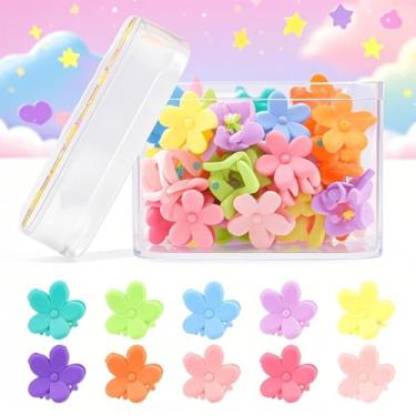 Imagem de 40 peças de mini grampos de cabelo de flores para cabelo, mini garra de cabelo fosca cor doce minúscula grampos de cabelo para mulheres, franja decorativa fofa, presilhas de cabelo com aderência forte