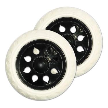 Imagem de 2X Kit 2 Rodas Para Carrinho De Compras Feira Maleiro Mercad