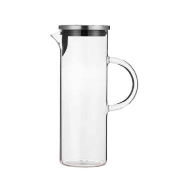 Imagem de Jarra De Vidro Borossilicato Com Tampa De Inox Suco Água 1,5 Litros Transparente