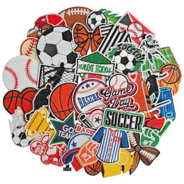 Imagem de TACVEL 36 peças de adesivos esportivos, bordados de futebol, beisebol, futebol, basquete, apliques esportivos mistos, costurados para chapéu, mochila, calças, jeans, roupas, artesanato (misto)