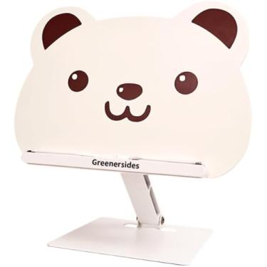 Imagem de Suporte de livro de madeira para leitura, suporte de livro fofo ajustável com base de metal, leitura mãos livres para crianças, livros didáticos, laptop, quarto, estudo