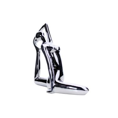 Imagem de Escultura Yoga Prata Em Porcelana Pose Rei Pombo 22x20 Cm - D'Rossi