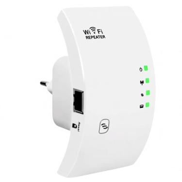 Imagem de Amplificador de Sinal WiFi, Repetidor Wireless Universal, Cor Branca, Expansor de Alcance de Rede sem Fio com Indicadores LED