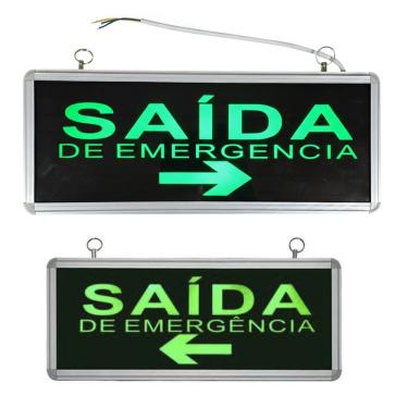 Imagem de Placa Saida De Emergencia Sinalizaçao Dupla Face Bateria Recarregavel Led Seta Avisa Bombeiro Iluminaçao