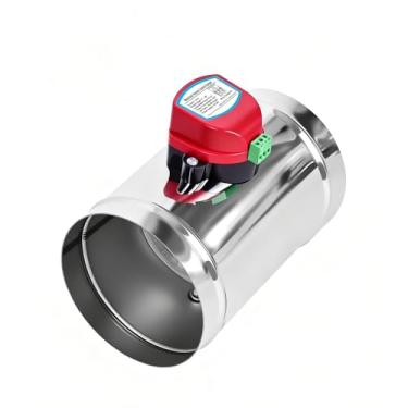Imagem de ZOWZEA Amortecedor de duto motorizado de 10 cm, controle de amortecedor liga/desliga, amortecedor de controle de fluxo de ar de aço inoxidável para sistema HVAC, 24V DC