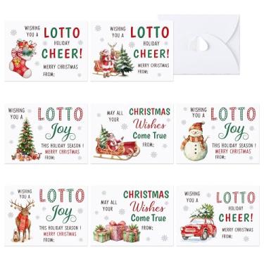 Imagem de CPicdn Conjunto de envelopes de bilhetes de loteria de Natal com 80 peças, envelopes engraçados de bilhetes de raspadinha com fecho em forma de coração, porta-cartões de presente, armazenando