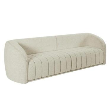 Imagem de Sofá 04 Lugares Para Sala De Estar 292 Cm Lazio M03 Bouclê Bege Claro 