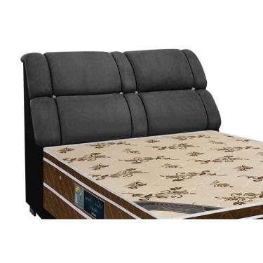 Imagem de Cabeceira Cama Box Estofada Casal Casal Imperador Suede Cinza - Simbal