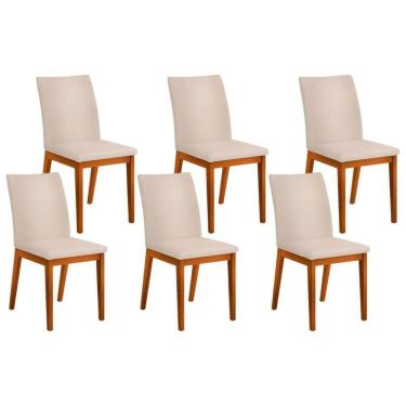 Imagem de Cadeira Sala De Jantar Vitória Kit 6 Un Ipe-linho Neve - Dj Móveis