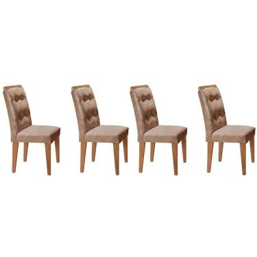 Imagem de Kit 4 Cadeiras De Cozinha Imperatriz 4 Un Casal Suede Capuccino Rufato