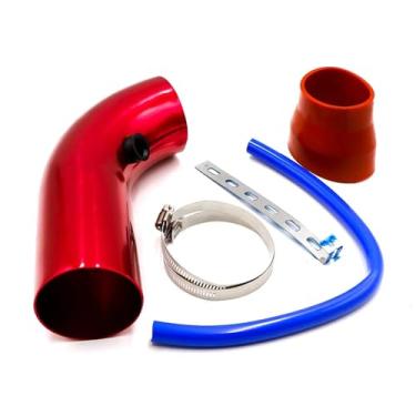 Imagem de Kit de tubo de admissão de ar universal de alumínio para carro de 3'' polegadas 76 mm, sistema de admissão de ar frio, kit de tubo de duto, filtro de ar(Red)